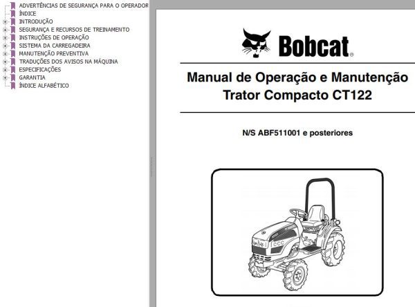 Bobcat Compact Tractor CT122 Operation Maintenance Manual 6986919 PT