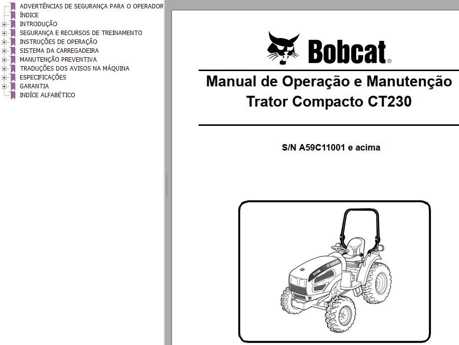 Bobcat Compact Tractor CT230 Operation & Maintenance Manual PT