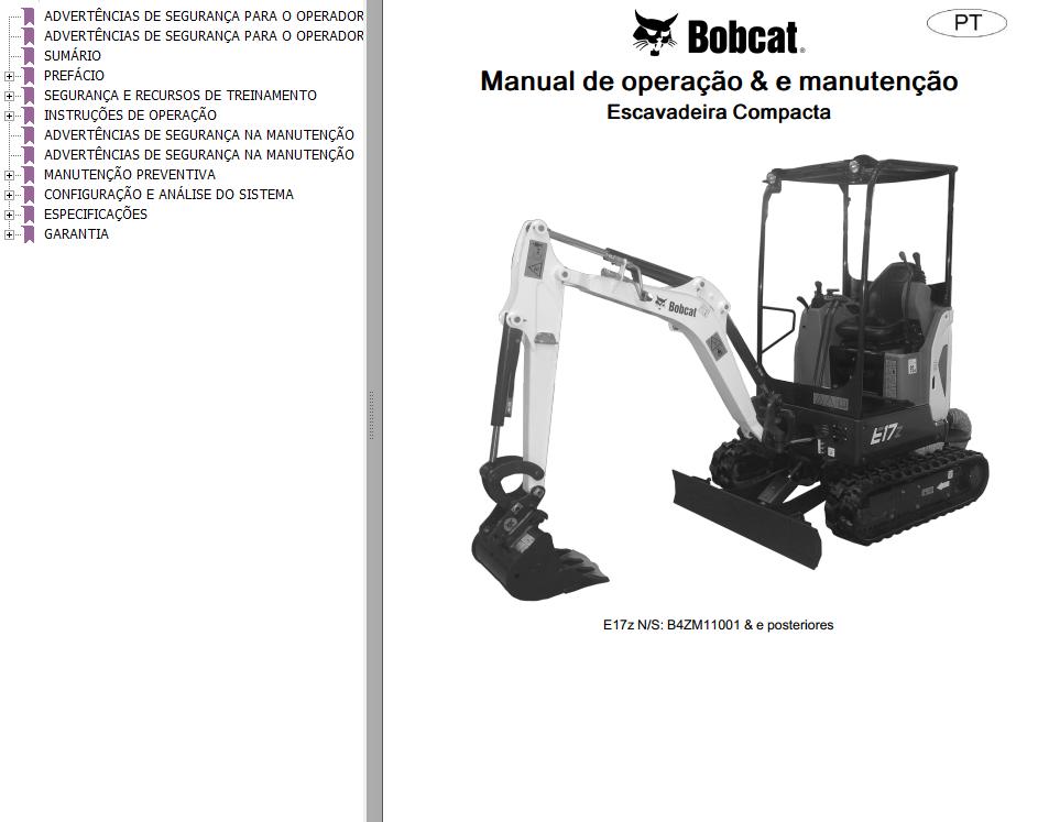 Bobcat Compact Tractor E17z Operation Maintenance Manual 7416736 PT