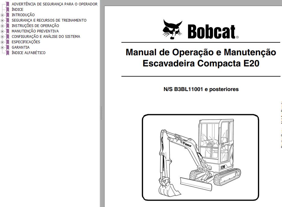 Bobcat Compact Tractor E20 Operation Maintenance Manual 7255004 PT