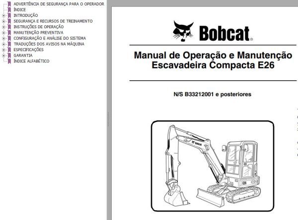 Bobcat Compact Tractor E26 Operation Maintenance Manual PT
