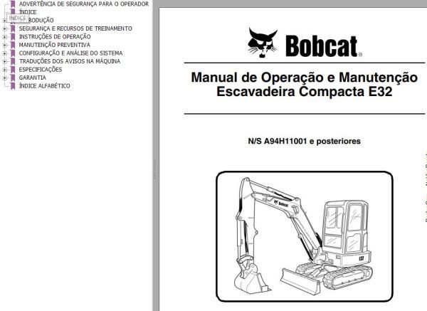 Bobcat Compact Tractor E32 Operation Maintenance Manual PT