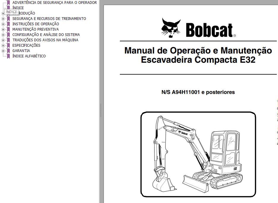 Bobcat Compact Tractor E32 Operation Maintenance Manual PT