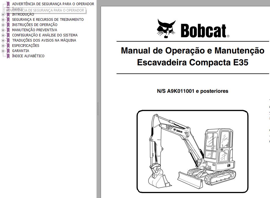 Bobcat Compact Tractor E35 Operation Maintenance Manual PT