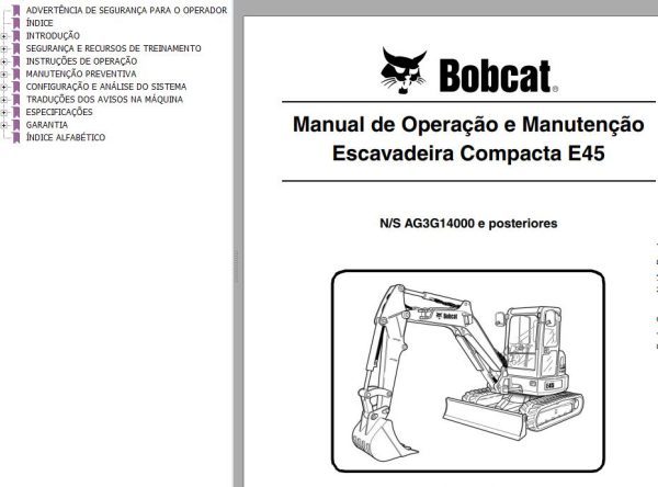 Bobcat Compact Tractor E45 Operation Maintenance Manual PT