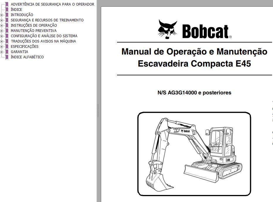 Bobcat Compact Tractor E45 Operation Maintenance Manual PT
