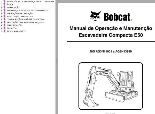Bobcat Compact Tractor E50 Operation Maintenance Manual PT