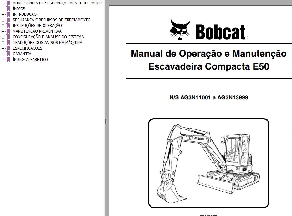 Bobcat Compact Tractor E50 Operation Maintenance Manual PT