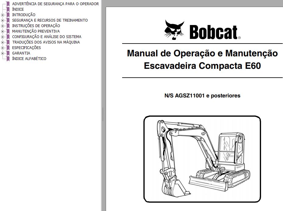Bobcat Compact Tractor E60 Operation Maintenance Manual 6987189 PT
