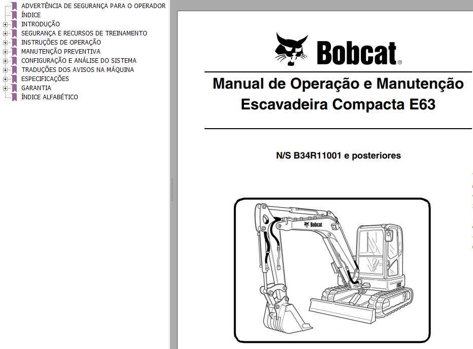 Bobcat Compact Tractor E63 Operation Maintenance Manual 6990612 PT
