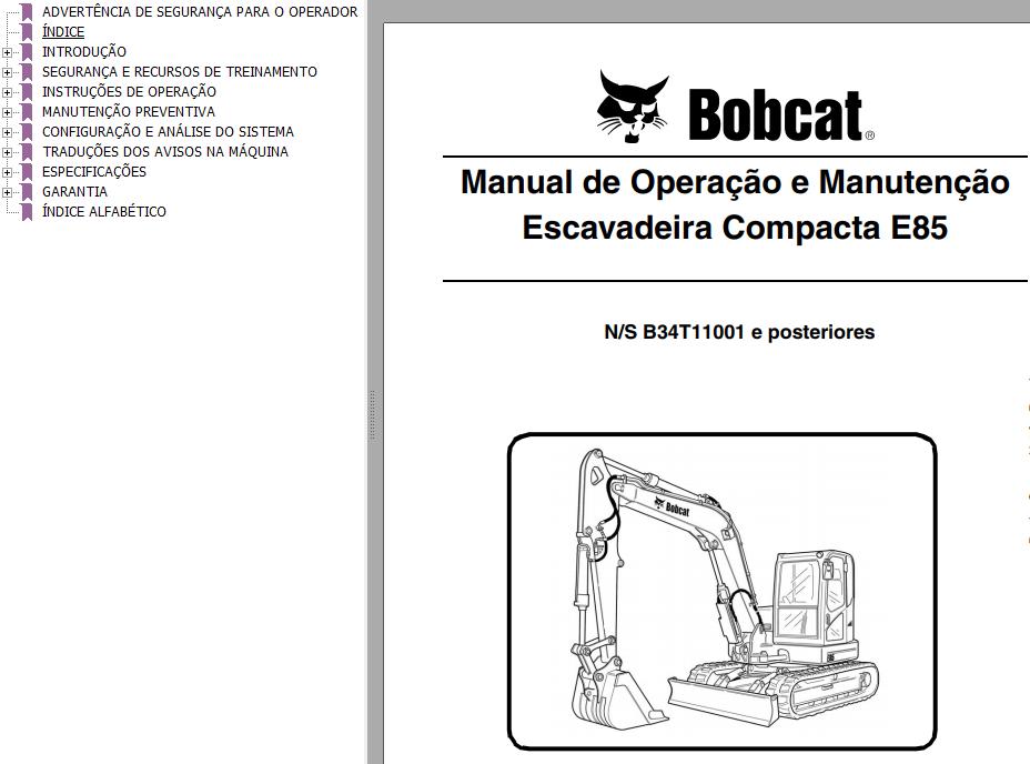 Bobcat Compact Tractor E85 Operation Maintenance Manual 6990616 PT