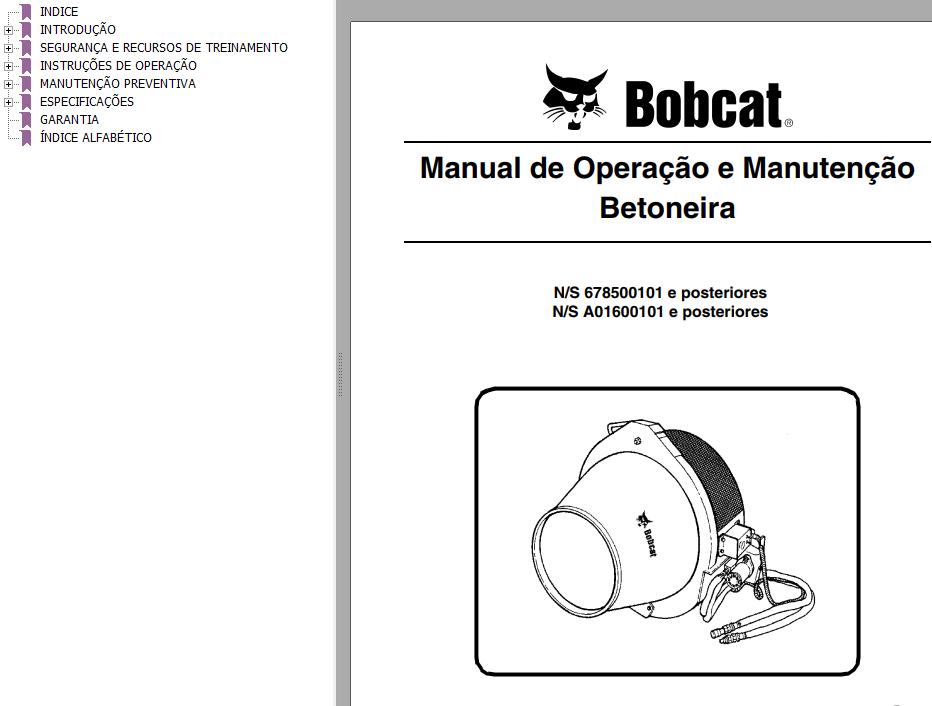 Bobcat Concrete Mixer Operation Maintenance Manual PT