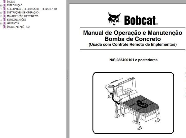 Bobcat Concrete Pump Operation Maintenance Manual PT