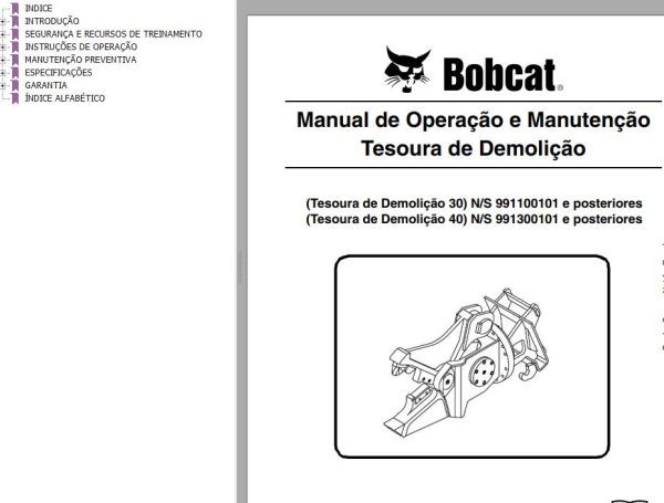 Bobcat Cutter Crusher 30 40 Operation Maintenance Manual 6901072 PT