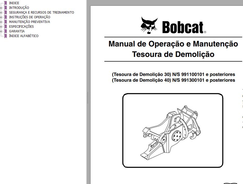Bobcat Cutter Crusher 30 40 Operation Maintenance Manual 6901072 PT