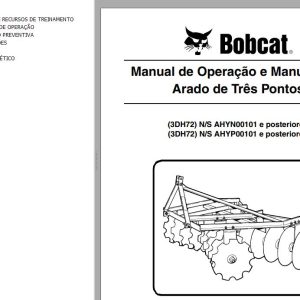 Bobcat Disc Harrow 3DH72 Operation Maintenance Manual 6989428 PT