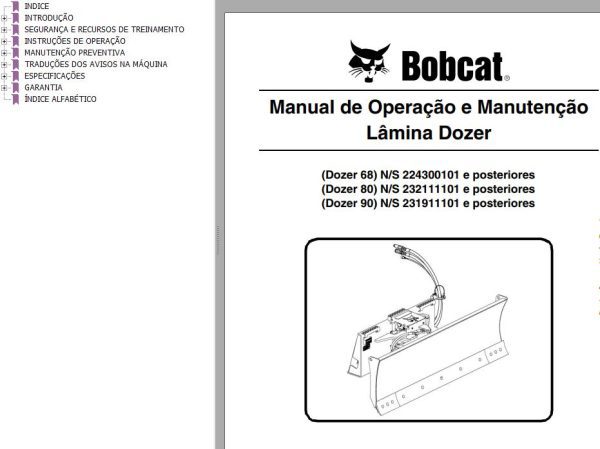 Bobcat Dozer Blade 68 80 90 Operation Maintenance Manual 6900819 PT