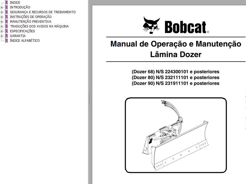 Bobcat Dozer Blade 68 80 90 Operation Maintenance Manual 6900819 PT