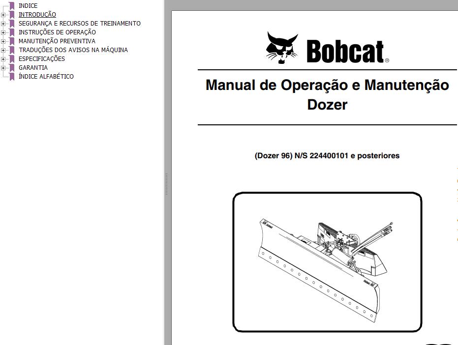 Bobcat Dozer Blade 96 Operation Maintenance Manual 6903167 PT