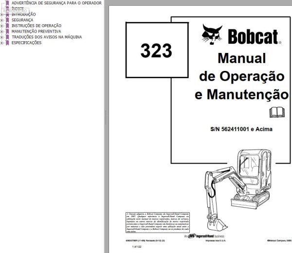 Bobcat Excavator 323 Operation Maintenance Manual PT