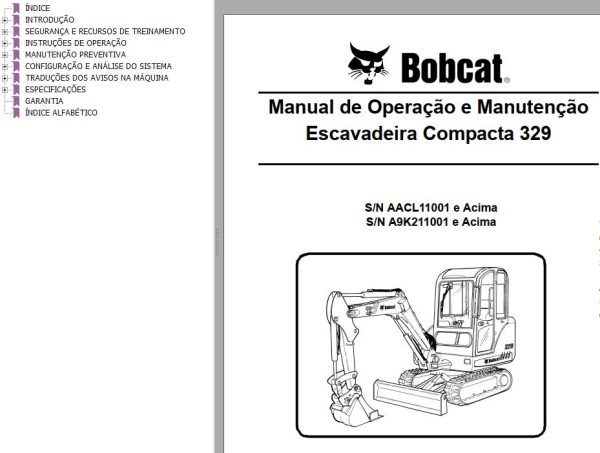 Bobcat Excavator 329 Operation Maintenance Manual 6986945 PT