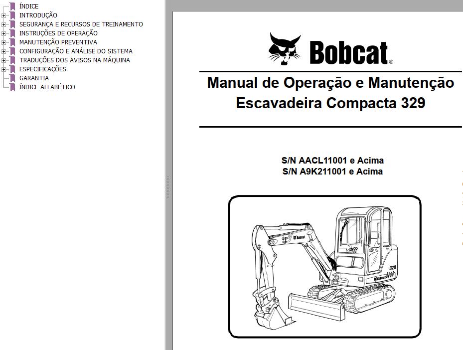 Bobcat Excavator 329 Operation Maintenance Manual 6986945 PT