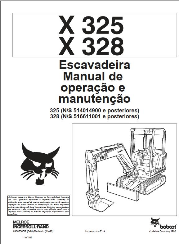 Bobcat Excavator X325 X328 Operation Maintenance Manual 6900556 PT