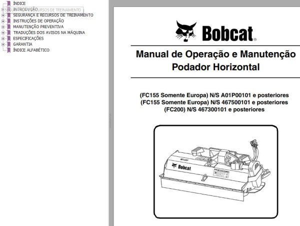 Bobcat Flail Cutter FC155 FC200 Operation Maintenance Manual 6903299 PT