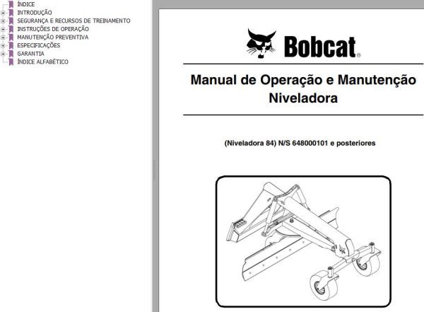 Bobcat Grader 84 Operation Maintenance Manual 6901233 PT