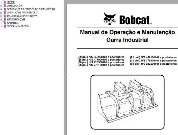 Bobcat Grapple Industrial 60 66 68 72 78 80 Operation Maintenance Manual 6900864 PT