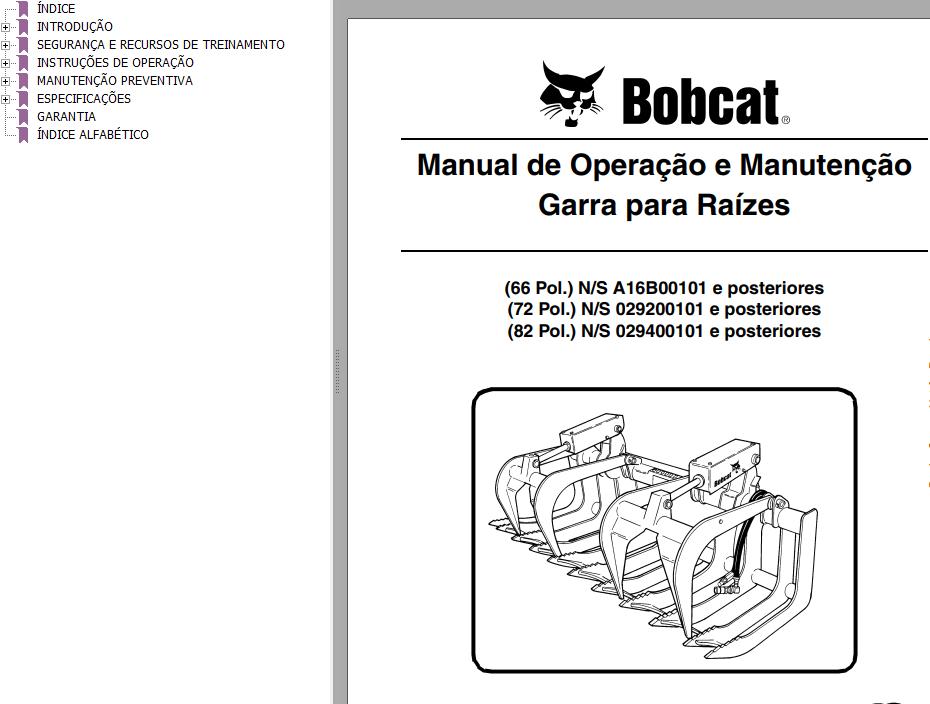 Bobcat Grapple Root 66 72 82 Operation Maintenance Manual 6903287 PT