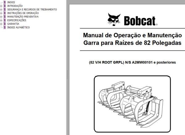 Bobcat Grapple Root 82VH Operation Maintenance Manual PT