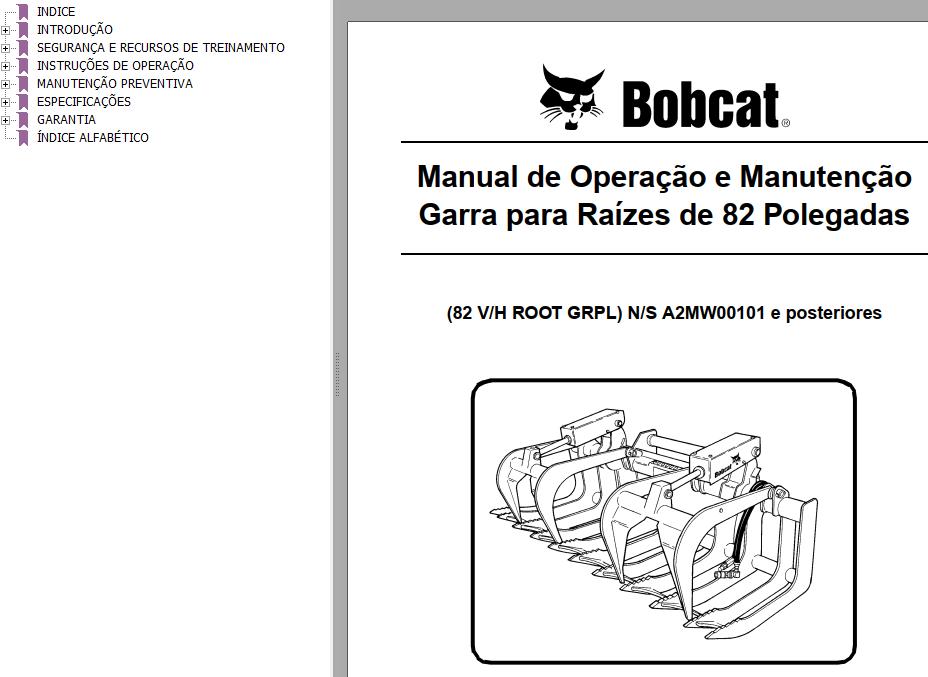 Bobcat Grapple Root 82VH Operation Maintenance Manual PT