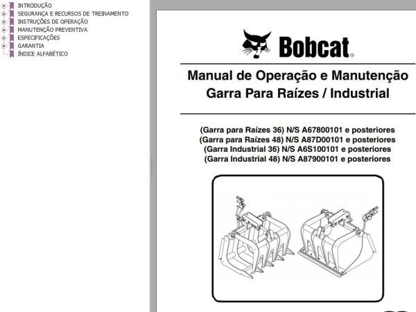 Bobcat Grapple Root Industrial 36 48 Operation Maintenance Manual 6986604 PT