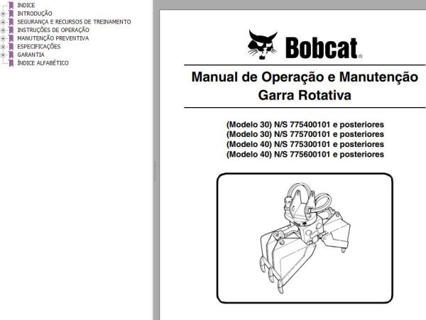 Bobcat Grapple Rotating 30 40 Operation Maintenance Manual 6901783 PT