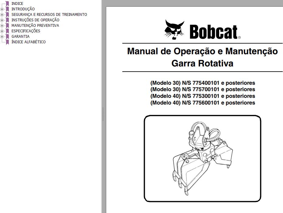 Bobcat Grapple Rotating 30 40 Operation Maintenance Manual 6901783 PT