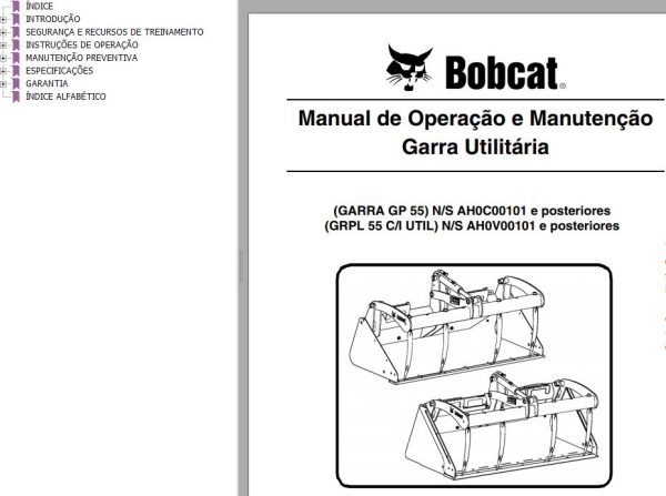 Bobcat Grapple Utility 55 Operation Maintenance Manual 6987411 PT