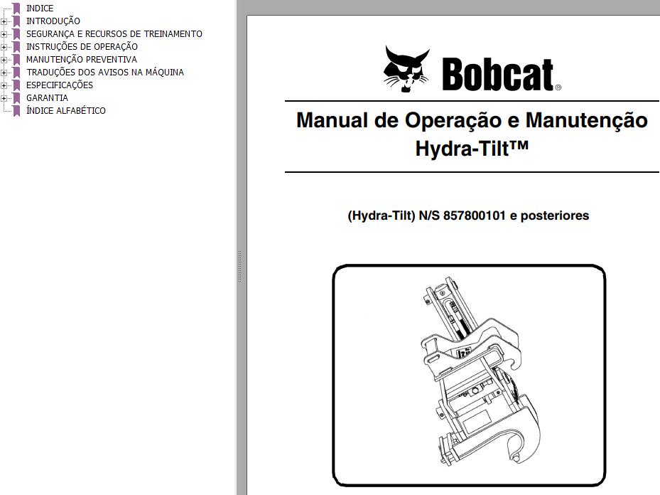 Bobcat Hydra Tilt Operation Maintenance Manual 6901173 PT