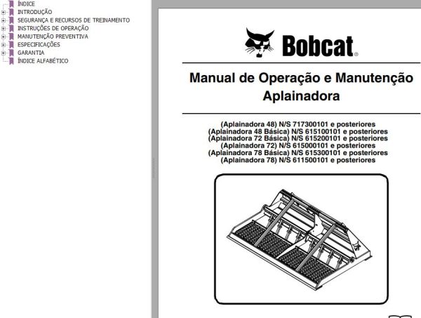 Bobcat Landplane 48 72 78 Operation Maintenance Manual 6901095 PT