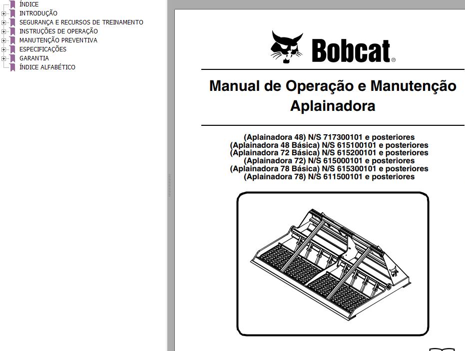 Bobcat Landplane 48 72 78 Operation Maintenance Manual 6901095 PT