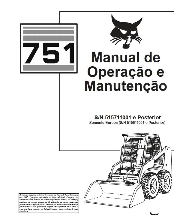 Bobcat Loader 751 Operation Maintenance Manual PT