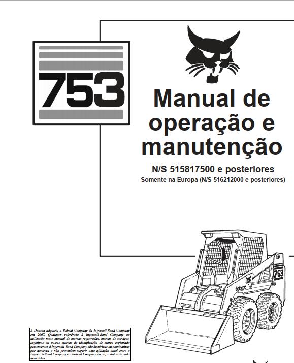 Bobcat Loader 753 Operation Maintenance Manual PT