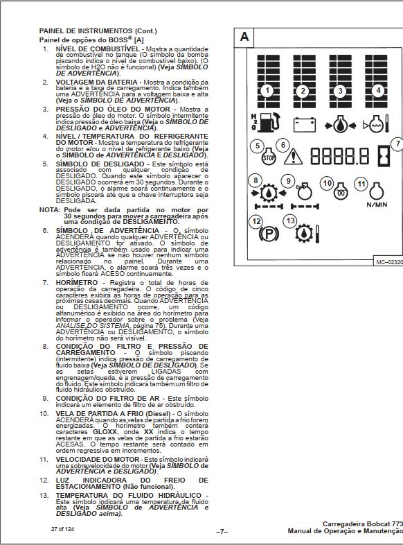 Bobcat Loader 773 Operation Maintenance Manual PT 1