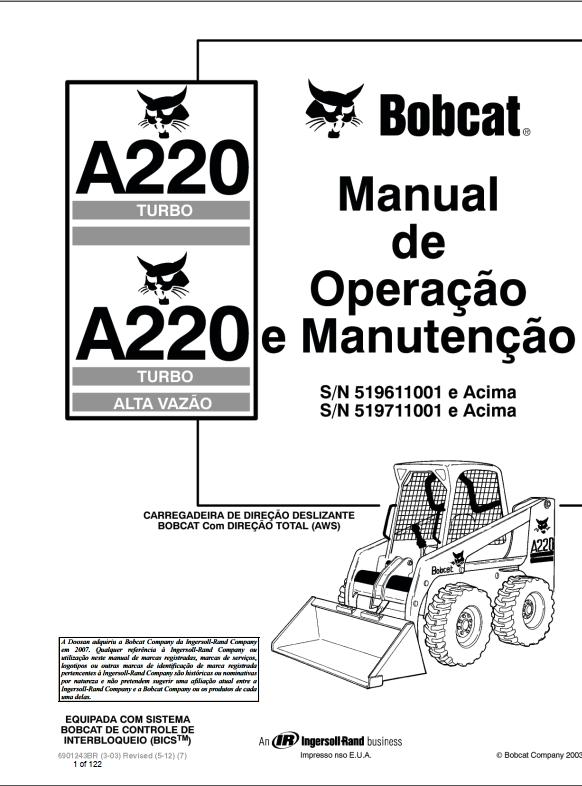 Bobcat Loader A220 Operation Maintenance Manual 6901243 PT