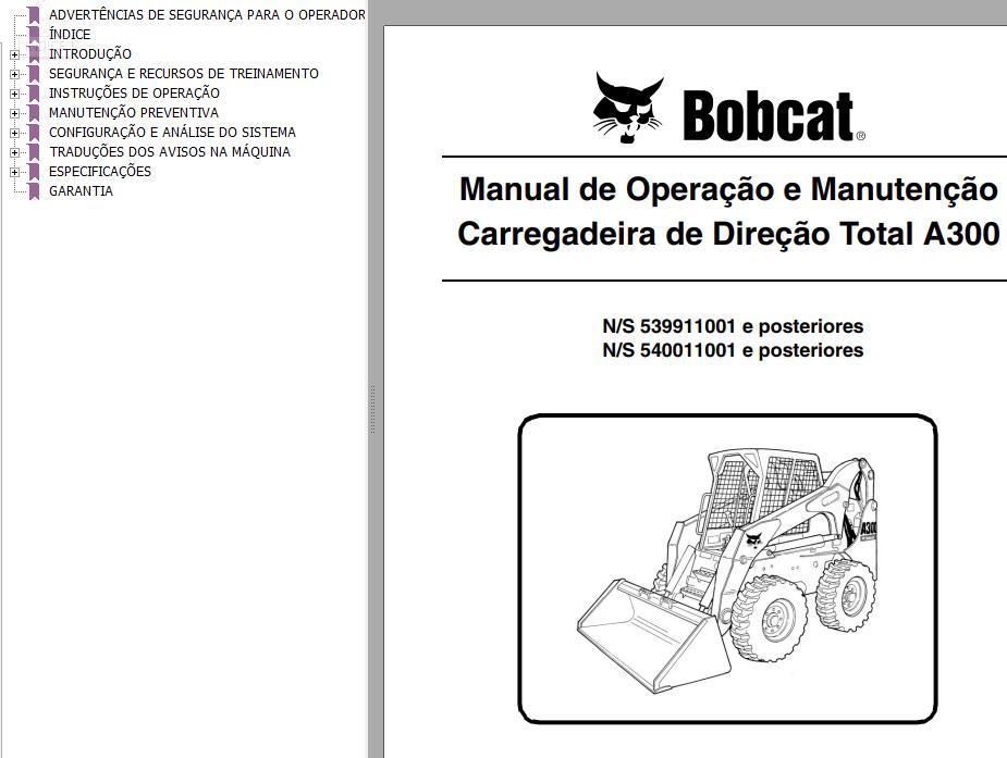 Bobcat Loader A300 Operation Maintenance Manual PT