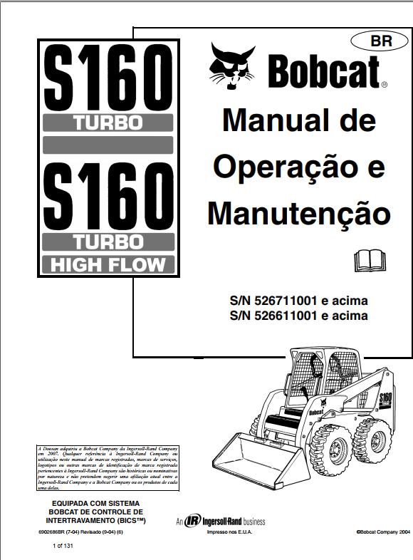 Bobcat Loader S160 Operation Maintenance Manual PT