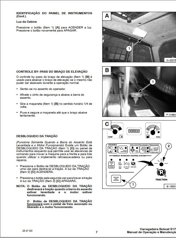 Bobcat Loader S175 Operation Maintenance Manual PT 1