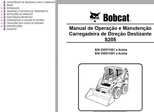 Bobcat Loader S205 Operation Maintenance Manual PT