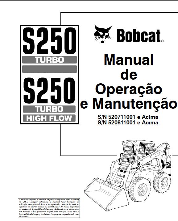 Bobcat Loader S250 Operation Maintenance Manual PT