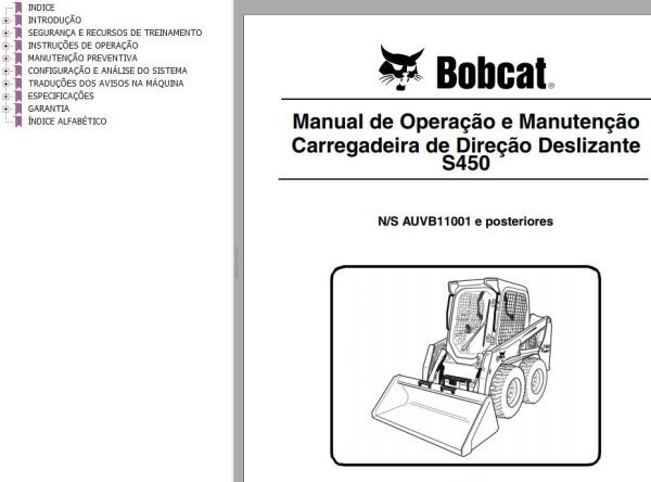 Bobcat Loader S450 Operation Maintenance Manual PT